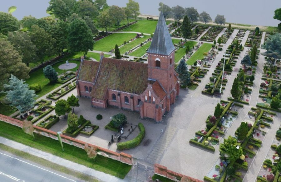 Kirkegårdskort med drone